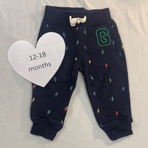 GAP - Kids Navy Joggers with Colourful Lightning Bolts